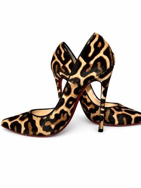 Christian Louboutin Leopard Calf Hair Pointed Toe Pumps